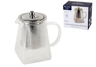 Чайник 550мл "Pyramid" заварочный с фильтром (боросиликатное стекло) индивидульная уп. (1/48)