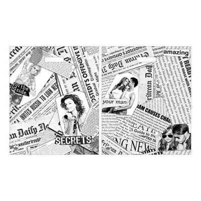 Пакет Газетный микс с вырубной ручкой, 45*38 см, 60 мкм, ламинат (50/500)