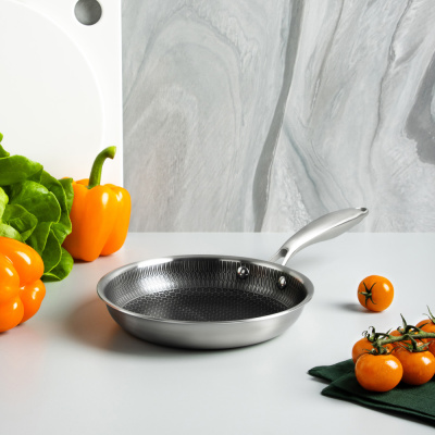 Сковорода Triply 3-х слойная 20х4,0см, нерж.сталь 18/10, АП "соты", инд SATOSHI Савона (1/10)