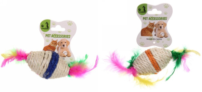 Игрушка для кошек "ИГРУЛИК",с перышками, 10см (1/12)