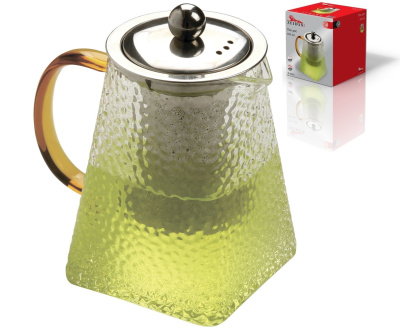 Чайник 0,55л заварочный,термост.боросил.рельеф.стекло,фильтр и крышка из нжс, п/у(1/24)