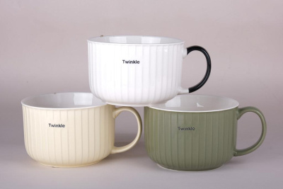 Кружка-бульонница 800мл микс Twinkle фарф (4цв) (6/36)