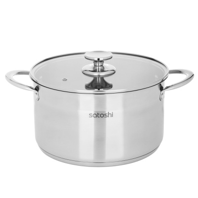 Кастрюля 24х13,5см. 6,1л. со стекл. крышкой, индукция SATOSHI Асти (1/4)