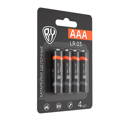 Батарейки AAA (LR03) 4шт в блистере, щелочные 1.5V, высокой ёмкости (10/10/200) Батарейки AAA (LR03) 4шт в блистере, щелочные 1.5V, высокой ёмкости (10/10/200)