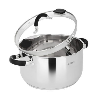Кастрюля 24х13,5см, 5,9л, со стекл. крышкой, индукция SATOSHI Арбон (1/4)