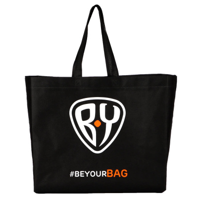 Сумка-шоппер 40х45х16см (шелкография), спанбонд черный (1/50/300)