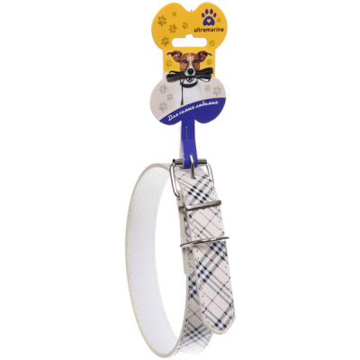 Ошейник д/собак "Шотландская клетка" цвет бежевый 2,5*57см Ultramarine (1/12)