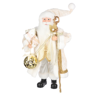 Сувенир-фигура интерьерная дед мороз, 45 см, полиэстер, бело-золотая шубка СНОУ БУМ 