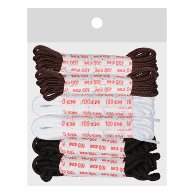 Шнурки д/обуви 6шт 1м (черн/бел/корич) (1/12)
