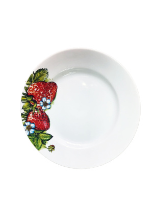 Тарелка мелкая диам. 175 мм Гладкий край Клубника (фарфор) , р.4 (30)