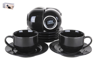 Набор чайный 12пр 200мл Черный п/у (фарф.) (1/6)