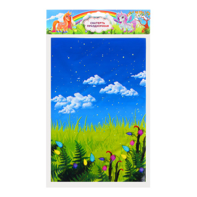 Скатерть праздничная, 180х108см, полиэтилен, 30мкм, с изображением Единорога (12/12/360)