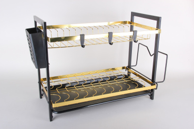 Сушилка для посуды 52,5*24,3*34см, чёр.,золото (угл.сталь) (1/16)