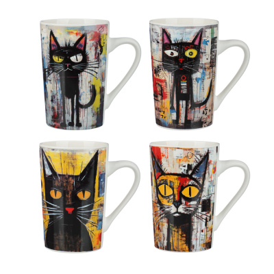 Кружка 380мл фарфор 4 диз MILLIMI Кошачий глаз (12/48)