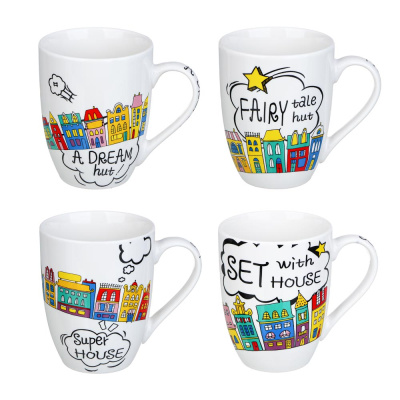 Кружка 350мл, фарфор, "Амстердам", 4 диз (8/48)