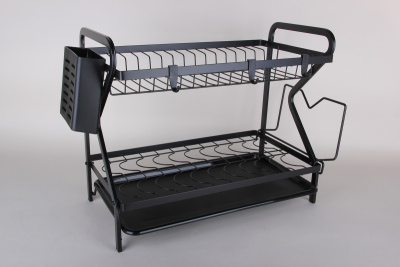 Сушилка для посуды 55*24,5*38см,чёрн.(угл.сталь) (1/12)
