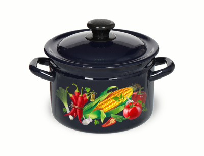 Кастрюля 2,0л цил. с/дек Царица полей (корич) эмаль (4)