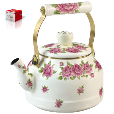 Чайник 2,7 л Roses эмал.сталь,комб.ручка"под золото",внутр.эмал.покр. (12)