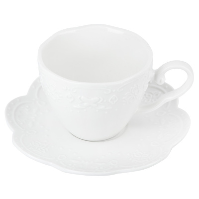 Чашка с блюдцем "Маршмеллоу" v=180мл (min6) (фарфор) (транспортная упаковка)(6/36)