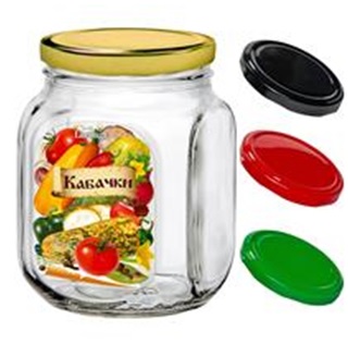 Банка д/хранения стекл. 0,65л с мет.кр., Кабачки (6)