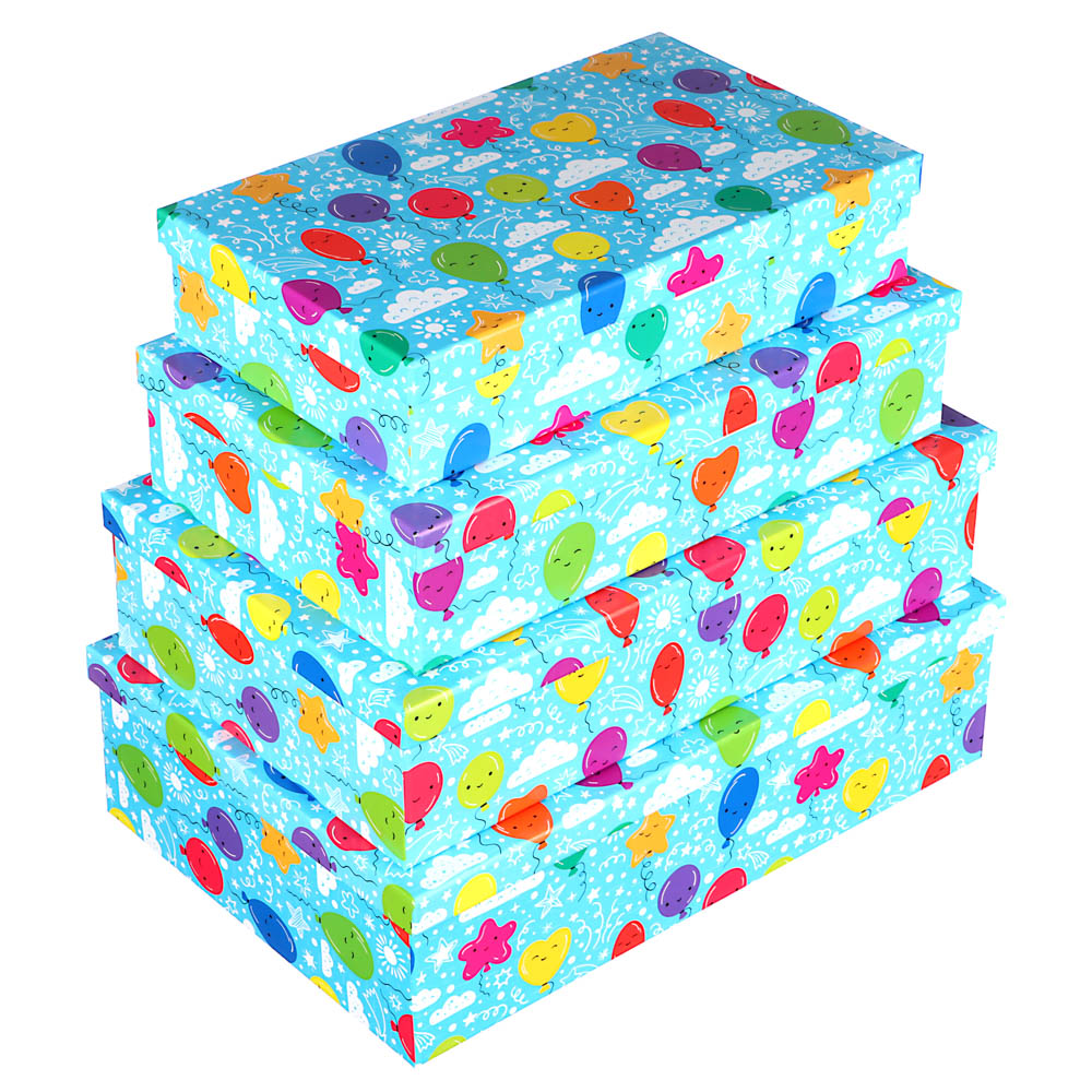 Наборы прямоугольных коробок 4 в 1 Шарики, 30x20x8-24x14x5см, ПП-3656, бумага (1/1)