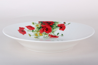 Тарелка 20см 450мл суповая Маки фарф. (12/48)