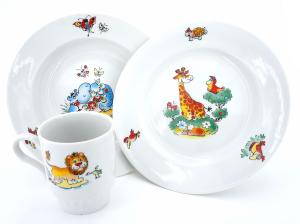 Набор посуды 3 пр. Зоопарк  И.У. (т.200 мм мел., т.200мм глуб.,кружка 210мл Русское поле)(фрф) (1/3)