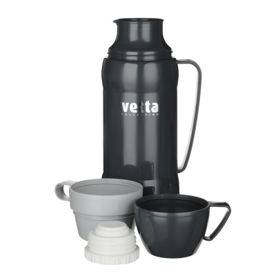 Термос стеклянная колба 1,0л "Туристический" VETTA (2чашки) (4цв) (1/12/24)