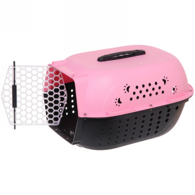 Переноска д/животных "ЛЮБИМЫЙ БРО", лапки, цвет розовый, 48*32*28см/до 10кг (Лейбл)(1/10)