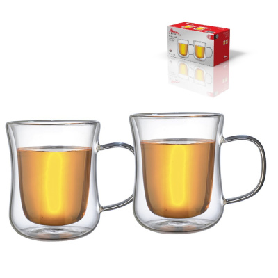 Набор кружек с двойными стенками ZEIDAN 280 мл термостойкое стекло (1/24)