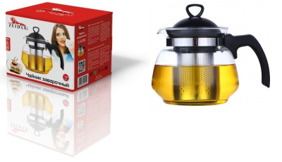 Чайник заварочный 700мл, корпус из термостойкого высококач.стекла, съемный филтр из нерж.стали(1/24)