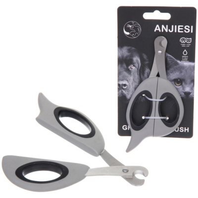 Когтерез с упором д/пальца д/животных "ПРЕМИУМ - МОЙ БРО",7.1*15.3см,прорез.ручка, цв.сер/черн (1/1