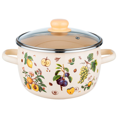 Кастрюля 5,5л Appetite Фруктовый сад стекл/кр сфер эмаль (1/4)