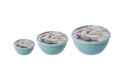 Набор мисок с крышкой 3шт (0,7л+0,97л+1,7л) с декором IML (1/12) 