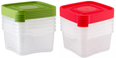 Набор контейнеров 5шт "Каскад" 0,46л (квадр) пластик(18)