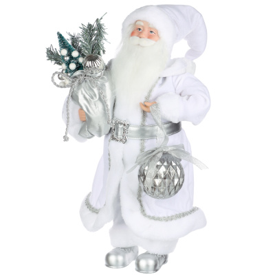 Сувенир-фигура интерьерная дед мороз, 45 см, полиэстер, серебряная шубка СНОУ БУМ 