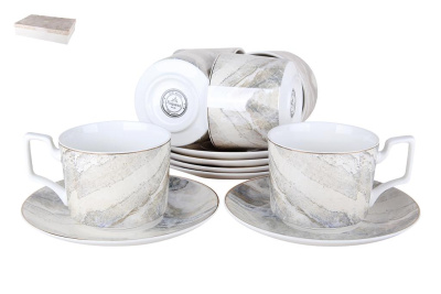 Набор чайный 6/12 ф.круг.230мл п/уп Marble (фарф.) (1/6)