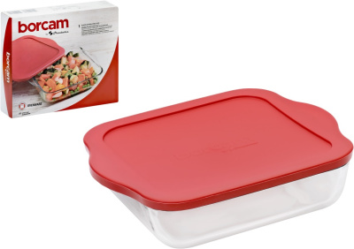 Форма Borcam 256*256мм 1,95л квадратная пласт/кр с/руч (жаропроч) п/уп (1/6)