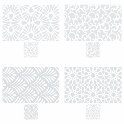 Набор термосалфеток  8шт (4+4) "Барокко" белый принт (4шт 42*28см +4шт 9*9см) ПВХ (3диз) (1/4/100)