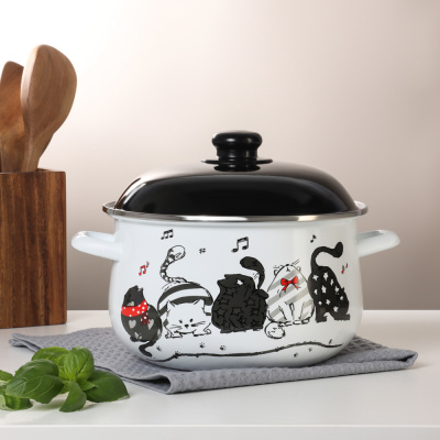 Кастрюля эмалированная, 24см, 5,0л, индукция  Хвостатые друзья VETTA (1/12)