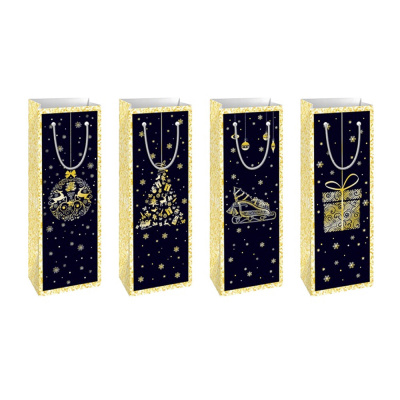 Пакет подарочный (бумага 230г/м2, блок микс 12шт), L12 W9 H35 см, 4в.(1/12)