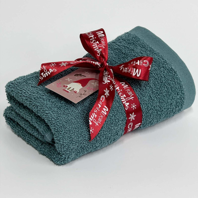 Полотенце подарочное "РАДОСТЬ" 40х65, 430гр./м2, (1шт.) сер. бирюза (1/20)