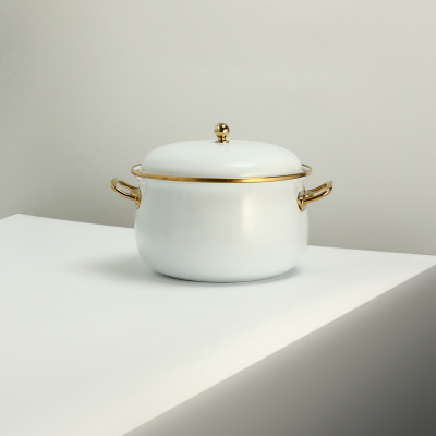 Кастрюля эмалированная, 22см, 4,8л, индукция, белый BY COLLECTION (1/4)