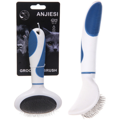 Расческа-пуходёрка д/животных "ЛАПУСИКИ",коллекцияБРО,прорез.ручка,цвет бел./гол,10.5*18.2см(1/12)