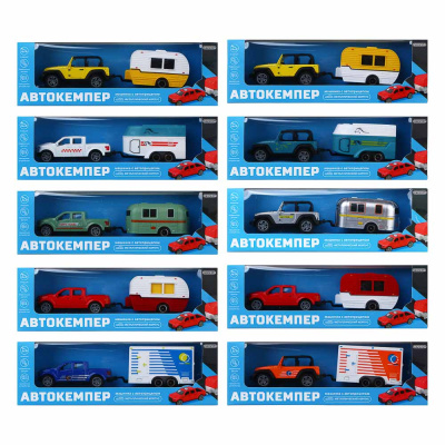 Машина с прицепом "Автокемпер", инерция, металл, ABS, 21,5х5,3х6,9 см, 10диз ИГРОЛЕНД (10/10)