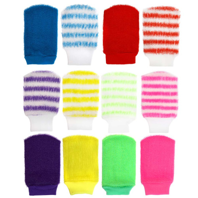 Мочалка рукавица банная с отшел.эффект., 11х19см, полипр. (6цв) (12/12)