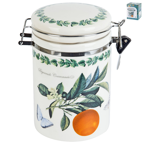 Банка для сыпучих продуктов "Fruit Garden" 15х10х16см v=800мл (под.упаковка)керам.(1/24)