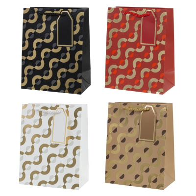 Пакет подарочный (бумага, плотность 210г/м2, блок 12шт), L18 W10 H23 см, 4в.(12/840)