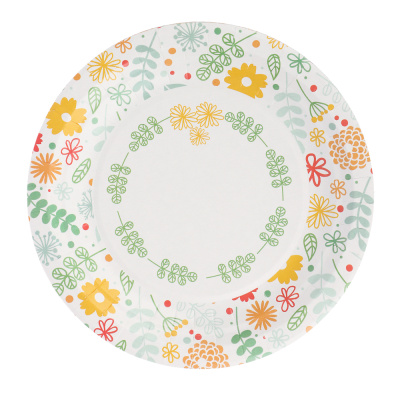 Набор бумажных тарелок Лимоны, Желтые цветы, 6 шт в асс (6/72)