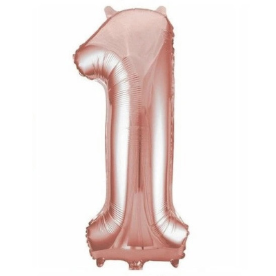 Шар фольгированный 32'/81см "Цифра 1" (розовое золото) (1/20)